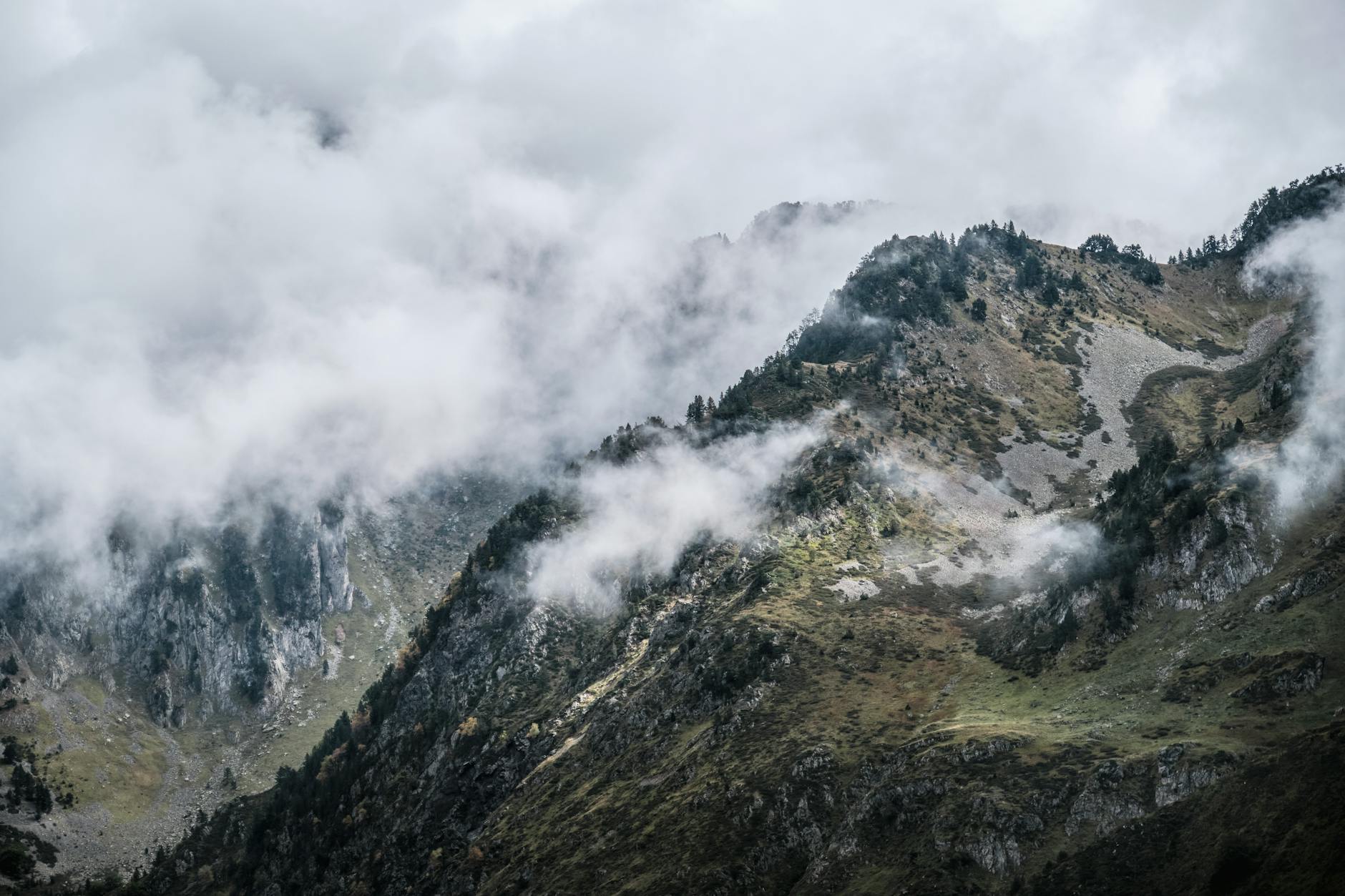misty peaks in cauterets pyrenees france